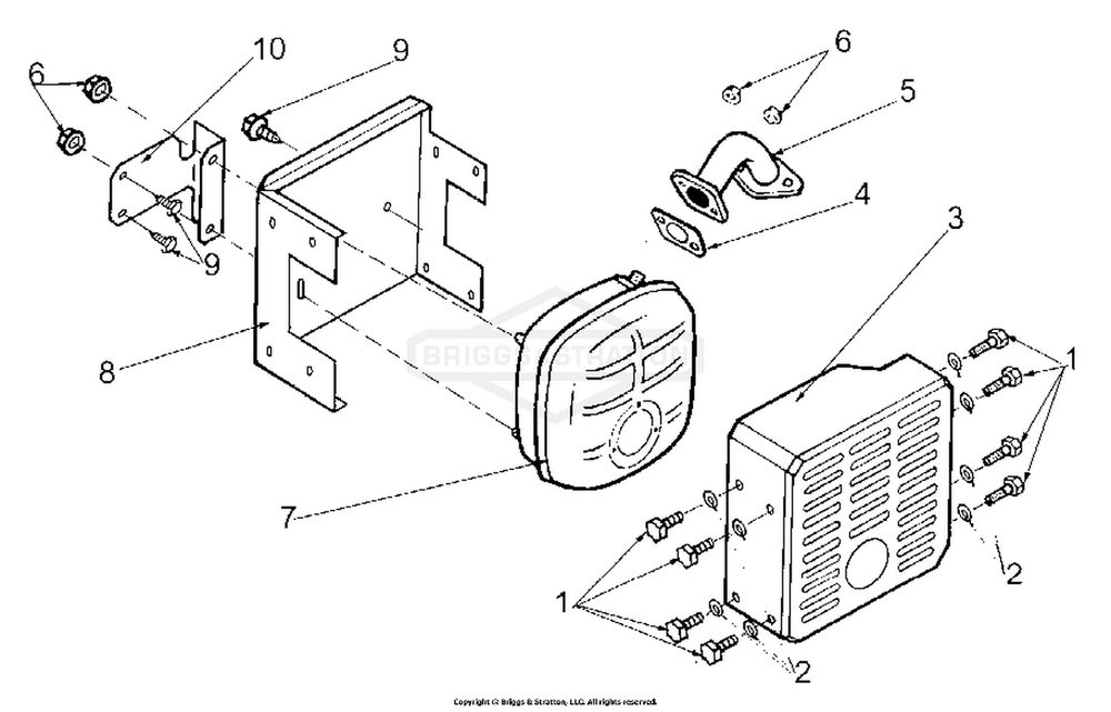 Exhaust And Fittings Diagram and Parts List for 1951-0  Briggs and Stratton Generator